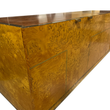 Burl Wood and Brass Sideboard, 1970s