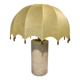 Travertine and Cocoon Shade Table Lamp, 1970s
