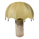 Travertine and Cocoon Shade Table Lamp, 1970s