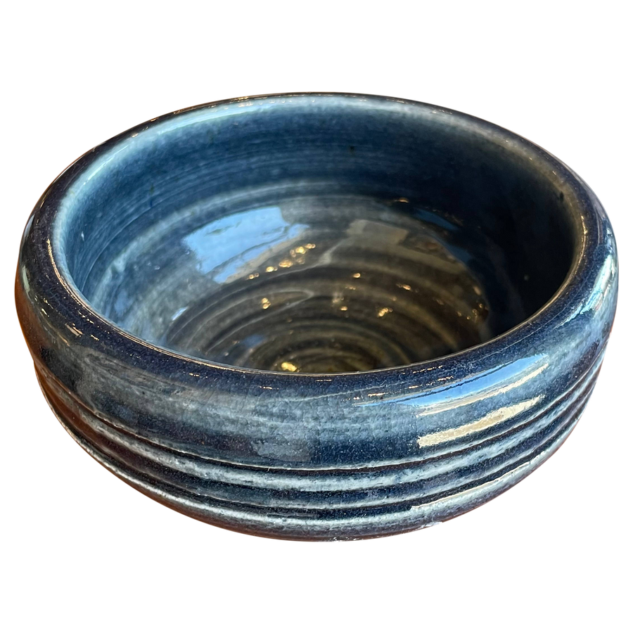 Indigo Ribbed Ceramic Bowl