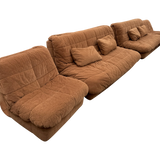 Milk Chocolate Velvet Armless Sofa with Pillows