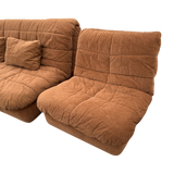 Pair of Milk Chocolate Velvet Armless Slipper Chairs