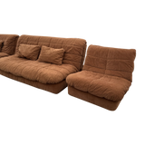 Pair of Milk Chocolate Velvet Armless Slipper Chairs