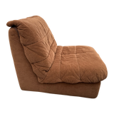 Pair of Milk Chocolate Velvet Armless Slipper Chairs