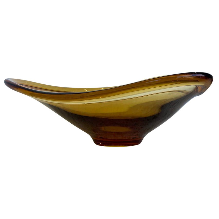 Amber Glass Sculptural Dish