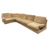 4 Piece Camel Velvet Italian Modular Sofa, 1970s