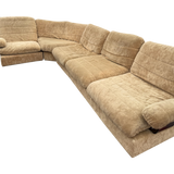 4 Piece Camel Velvet Italian Modular Sofa, 1970s
