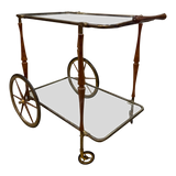 Italian Brass and Walnut Bar Cart, 1950s