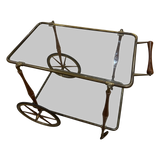 Italian Brass and Walnut Bar Cart, 1950s