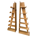 Pair of Tall Oak A Frame Bookshelves
