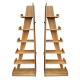 Pair of Tall Oak A Frame Bookshelves