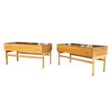 Pair of Blond Lacquered Wood Nightstands