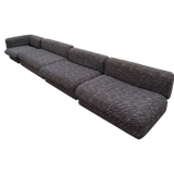 Italian Four Piece Low Modular Sectional in Textured Charcoal Fabric