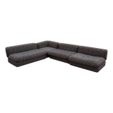 Italian Four Piece Low Modular Sectional in Textured Charcoal Fabric
