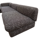 Italian Four Piece Low Modular Sectional in Textured Charcoal Fabric