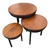Trio of Italian Walnut Top Nesting Tables