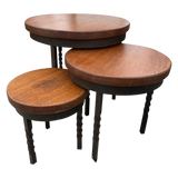 Trio of Italian Walnut Top Nesting Tables