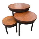 Trio of Italian Walnut Top Nesting Tables