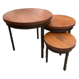 Trio of Italian Walnut Top Nesting Tables