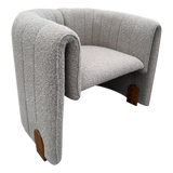 Pair of Italian Barrel Lounge Chairs in Grey Boucle