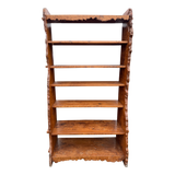 Tall Live Edge Burled Elm Six Shelf Bookcase