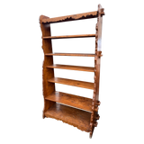 Tall Live Edge Burled Elm Six Shelf Bookcase