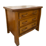 French Solid Elm Three Drawer Cabinet