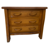 French Solid Elm Three Drawer Cabinet