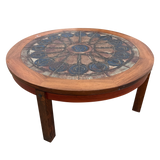 Scandinavian Round Teak Tile Top Coffee Table