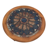 Scandinavian Round Teak Tile Top Coffee Table