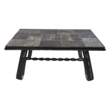 French Slate Top Coffee Table on Wrought Iron Base