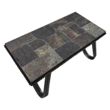 French Slate Top Coffee Table on Wrought Iron Base