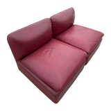 Pair of Burgundy Leather Italian Armless Lounge Chairs