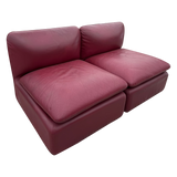 Pair of Burgundy Leather Italian Armless Lounge Chairs