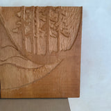 1970's Abstract Relief Carved Wood Diptych Set
