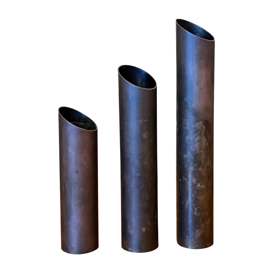 Set of Three Brass Candleholders