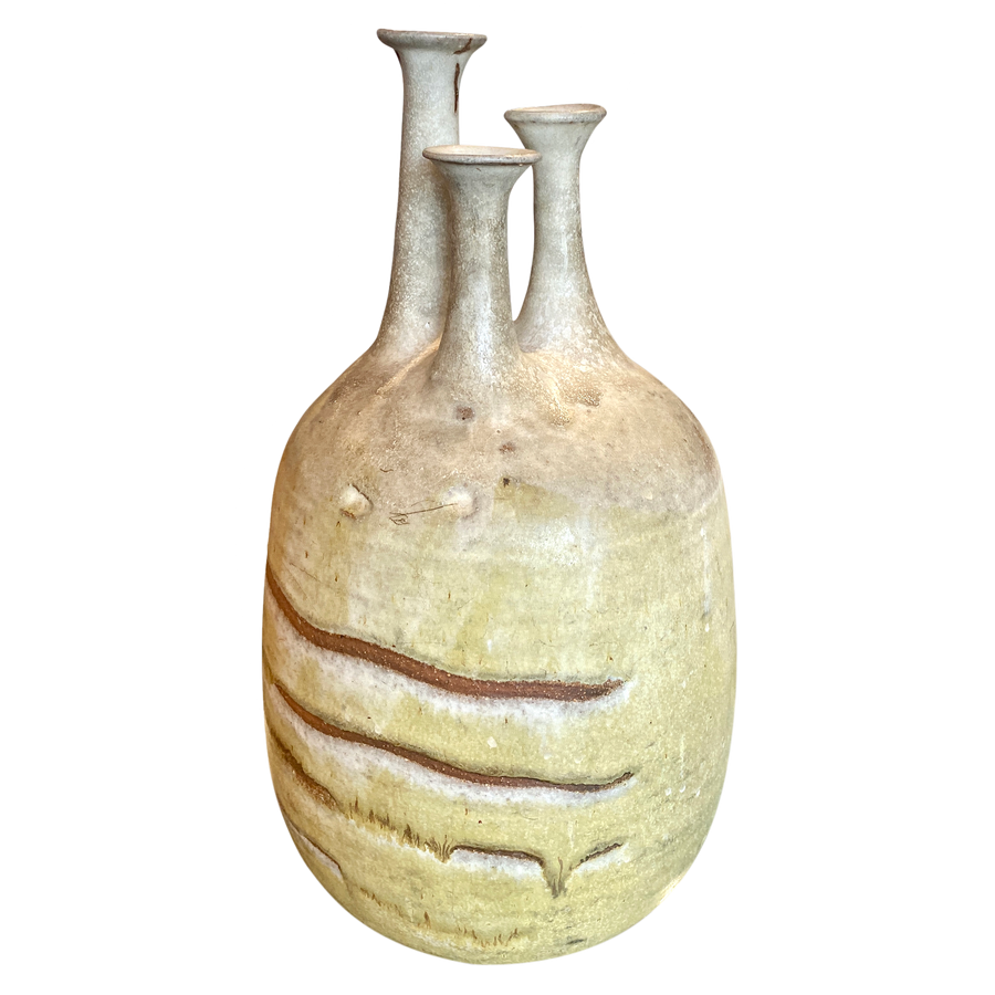 Jumbo Tri-Neck Studio Pottery Vase