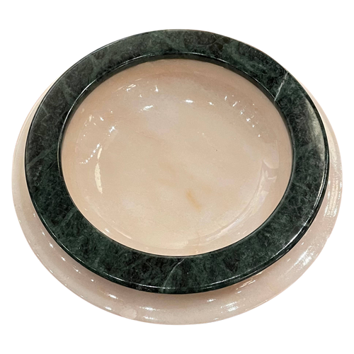 Oversized White and Green Marble Ashtray