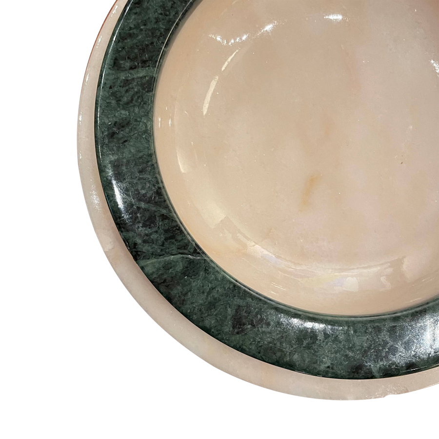 Oversized White and Green Marble Ashtray