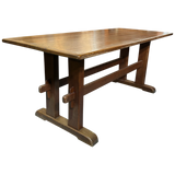 French Provincial Aged Oak Trestle Dining Table