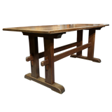 French Provincial Aged Oak Trestle Dining Table