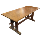 French Provincial Aged Oak Trestle Dining Table