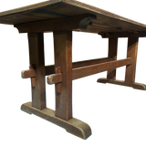 French Provincial Aged Oak Trestle Dining Table