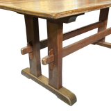 French Provincial Aged Oak Trestle Dining Table