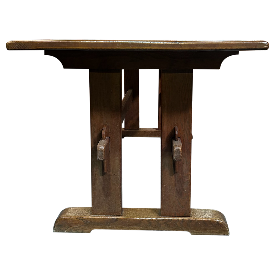 French Provincial Aged Oak Trestle Dining Table