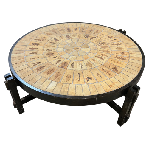 Round Brutalist Ceramic Coffee Table by Roger Capron, France, 1960s