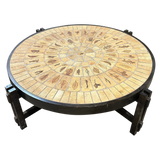 Round Brutalist Ceramic Coffee Table by Roger Capron, France, 1960s