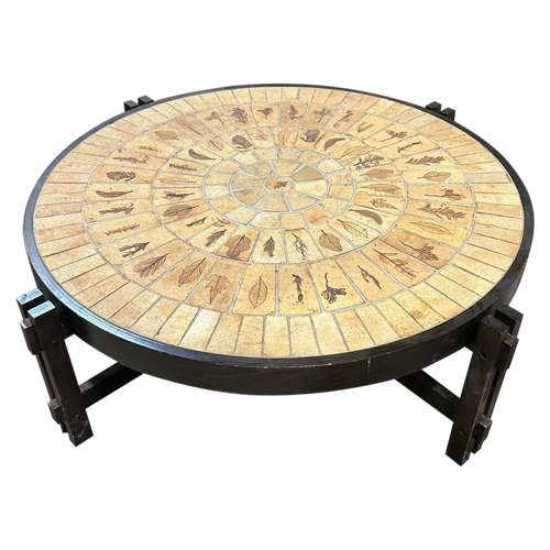 Round Brutalist Ceramic Coffee Table by Roger Capron, France, 1960s