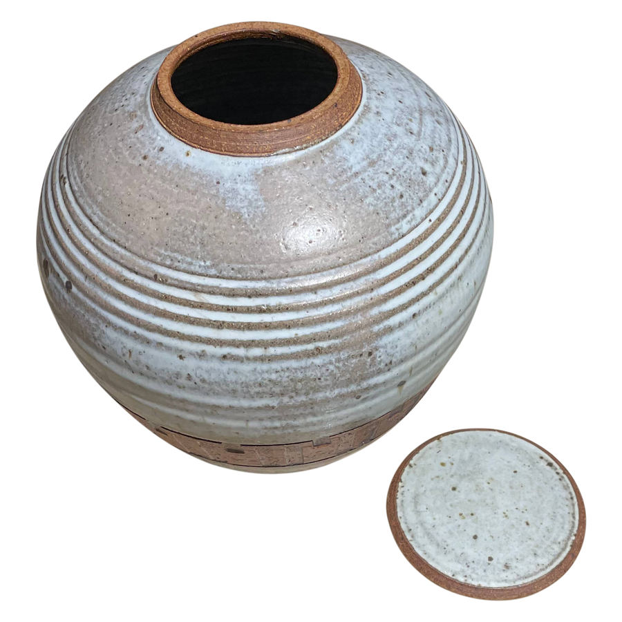 Large Round Lidded Studio Pottery Vessel