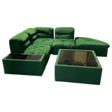 Italian Emerald Tufted Lounge Set, 1970s